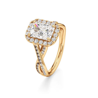 Twist Channel Set Halo Oval Engagement Ring