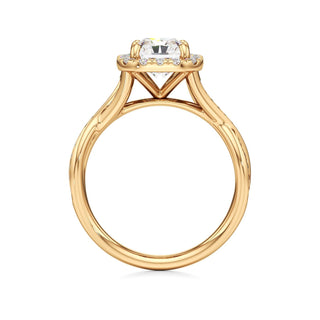 Twist Channel Set Halo Oval Engagement Ring