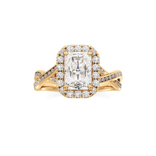 Twist Channel Set Halo Oval Engagement Ring