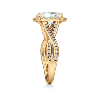 Twist Channel Set Halo Oval Engagement Ring