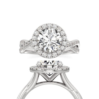 Twist Channel Set Halo Marquise Engagement Ring