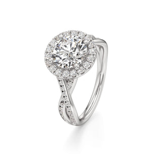 Twist Channel Set Halo Oval Engagement Ring