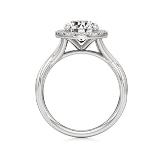 Twist Channel Set Halo Oval Engagement Ring