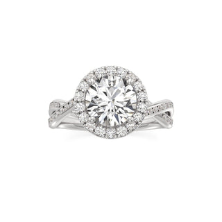 Twist Channel Set Halo Oval Engagement Ring