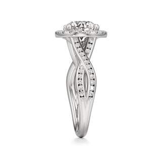 Twist Channel Set Halo Oval Engagement Ring
