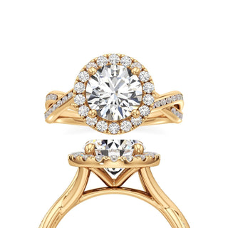 Twist Channel Set Halo Marquise Engagement Ring
