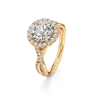 Twist Channel Set Halo Oval Engagement Ring