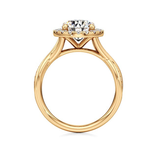 Twist Channel Set Halo Oval Engagement Ring