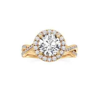 Twist Channel Set Halo Oval Engagement Ring