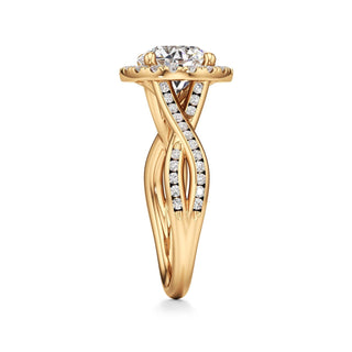 Twist Channel Set Halo Oval Engagement Ring