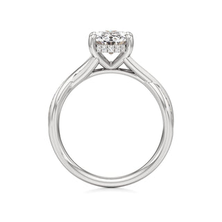 Twist Channel Set Hidden Halo Oval Engagement Ring