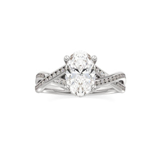 Twist Channel Set Hidden Halo Oval Engagement Ring