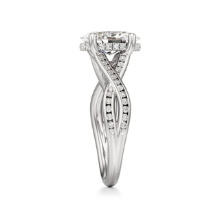 Twist Channel Set Hidden Halo Oval Engagement Ring