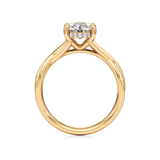 Twist Channel Set Hidden Halo Oval Engagement Ring
