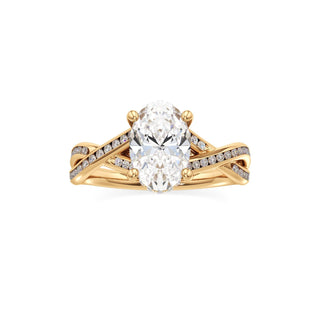 Twist Channel Set Hidden Halo Oval Engagement Ring