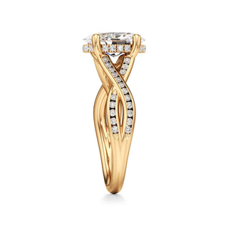 Twist Channel Set Hidden Halo Oval Engagement Ring