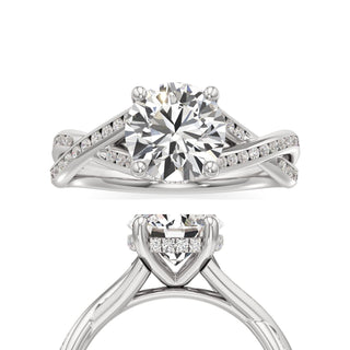 Twist Channel Set Hidden Halo Round Engagement Ring