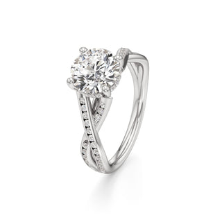 Twist Channel Set Hidden Halo Oval Engagement Ring