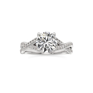 Twist Channel Set Hidden Halo Oval Engagement Ring