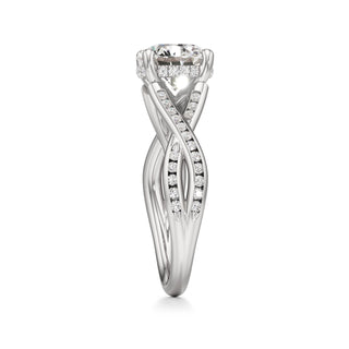 Twist Channel Set Hidden Halo Oval Engagement Ring