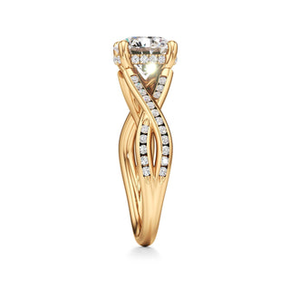 Twist Channel Set Hidden Halo Oval Engagement Ring