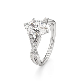 Twist Channel Set Six Prong Pear Engagement Ring
