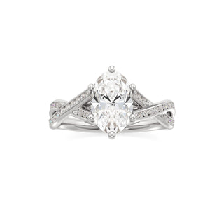 Twist Channel Set Six Prong Pear Engagement Ring