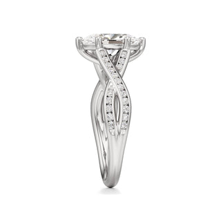 Twist Channel Set Six Prong Pear Engagement Ring