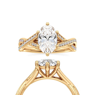 Twist Channel Set Six Prong Oval Engagement Ring