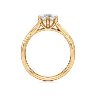Twist Channel Set Six Prong Pear Engagement Ring