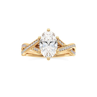Twist Channel Set Six Prong Pear Engagement Ring
