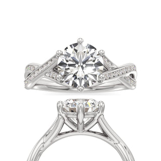 Twist Channel Set Six Prong Oval Engagement Ring
