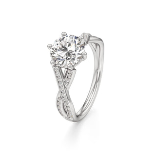 Twist Channel Set Six Prong Pear Engagement Ring