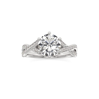 Twist Channel Set Six Prong Pear Engagement Ring