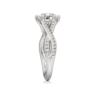 Twist Channel Set Six Prong Pear Engagement Ring