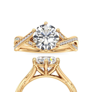 Twist Channel Set Six Prong Pear Engagement Ring