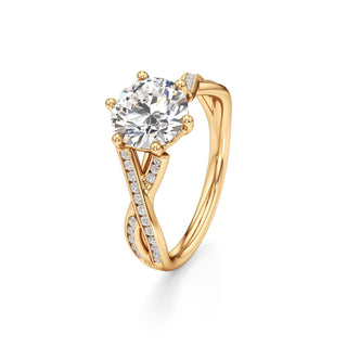 Twist Channel Set Six Prong Pear Engagement Ring
