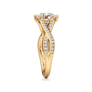 Twist Channel Set Six Prong Pear Engagement Ring