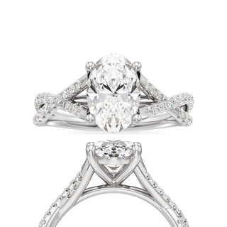 Twist Pavé Set Basket Emerald Engagement Ring