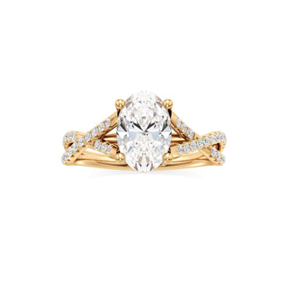 Twist Pavé Set Basket Pear Engagement Ring