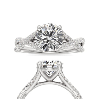 Twist Pavé Set Basket Emerald Engagement Ring