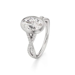 Twist Pavé Set Bezel Radiant Engagement Ring