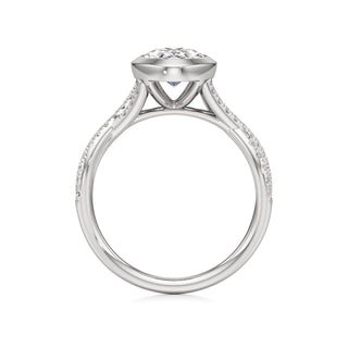 Twist Pavé Set Bezel Radiant Engagement Ring