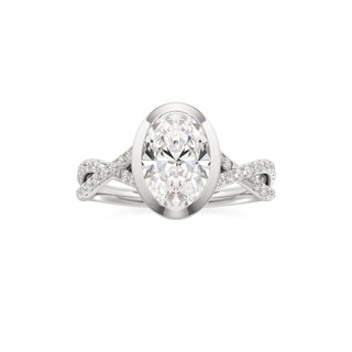 Twist Pavé Set Bezel Radiant Engagement Ring