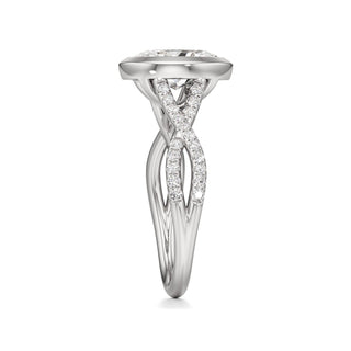 Twist Pavé Set Bezel Radiant Engagement Ring
