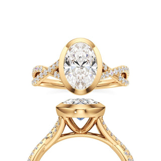 Twist Pavé Set Bezel Pear Engagement Ring