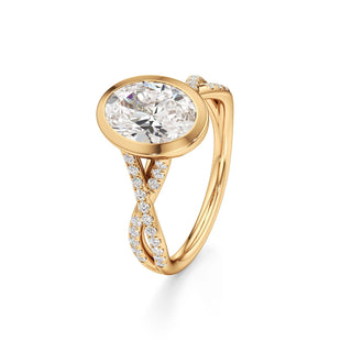 Twist Pavé Set Bezel Radiant Engagement Ring