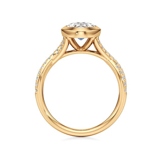 Twist Pavé Set Bezel Radiant Engagement Ring