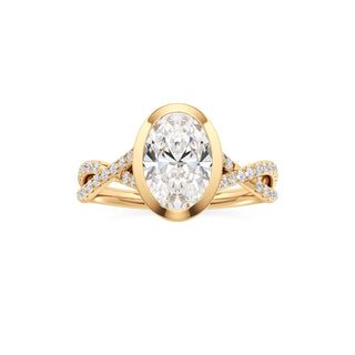 Twist Pavé Set Bezel Radiant Engagement Ring