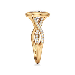 Twist Pavé Set Bezel Radiant Engagement Ring